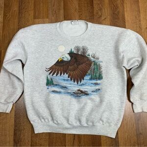 Vintage USA Men’s XL Flying Eagle graphic Crewneck Sweatshirt Gray